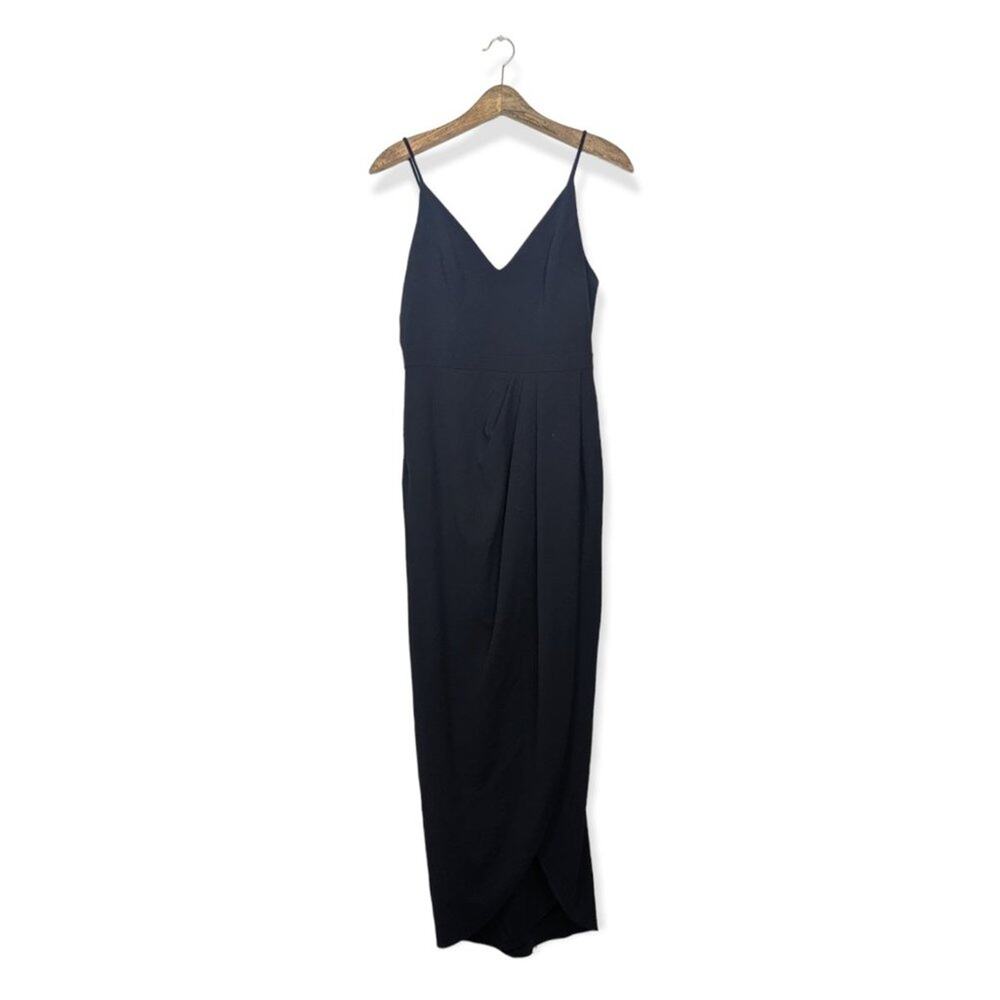 BHLDN Black Anabela V-Neck Crepe Bridesmaid Dress